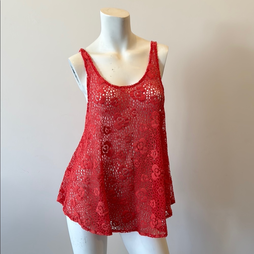 Red Lace Sleeveless Top